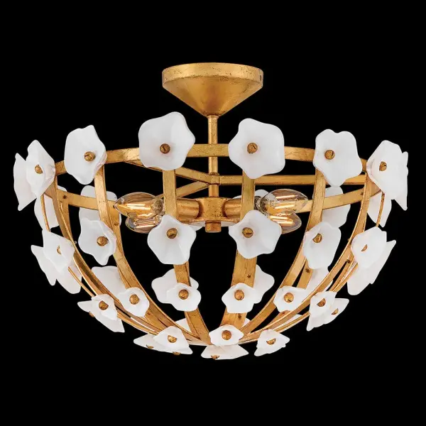 Azalea Medium Semi-Flush Mount in Distressed Brass - Image 7