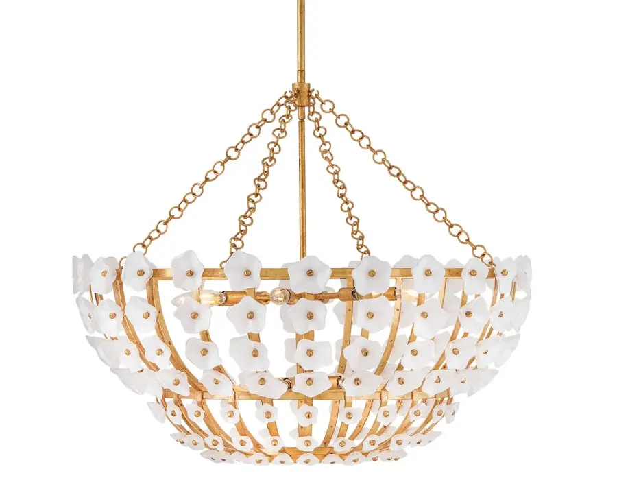 Azalea Large Chandelier in Distressed Brass - Image 3
