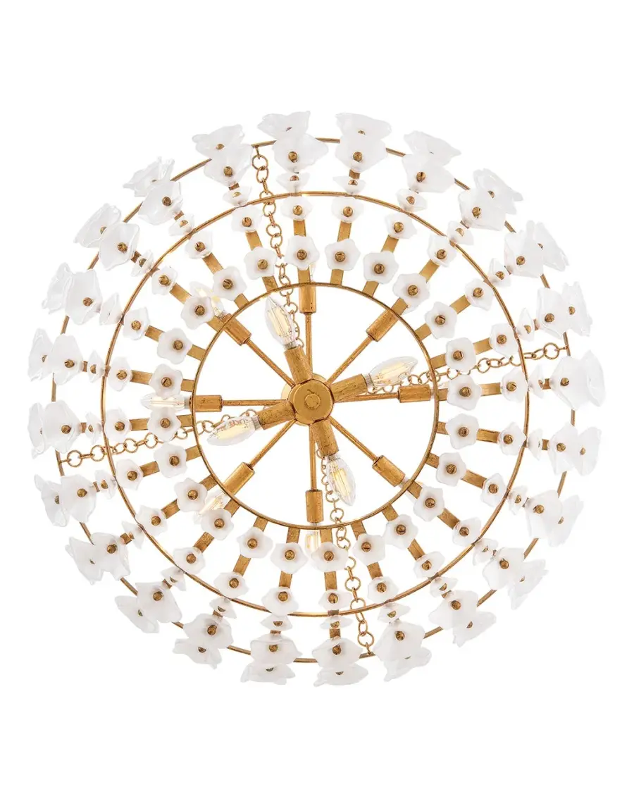 Azalea Large Chandelier in Distressed Brass - Image 6