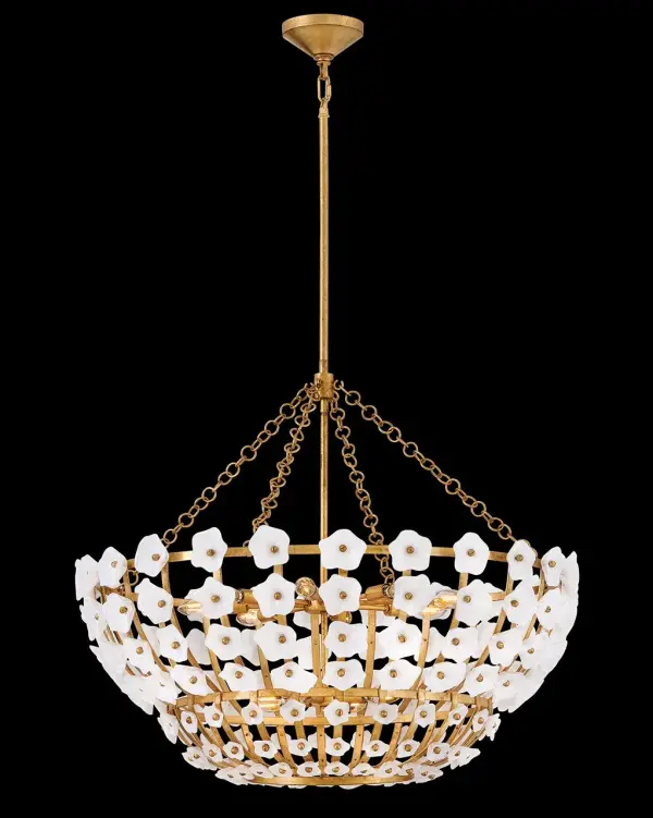 Azalea Large Chandelier in Distressed Brass - Image 7