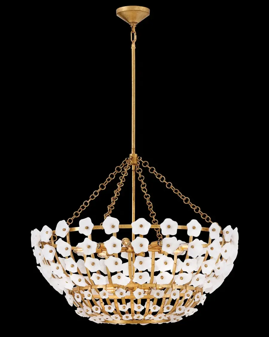 Azalea Large Chandelier in Distressed Brass - Image 7