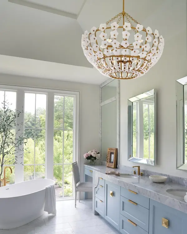 Azalea Large Chandelier in Distressed Brass - Image 9