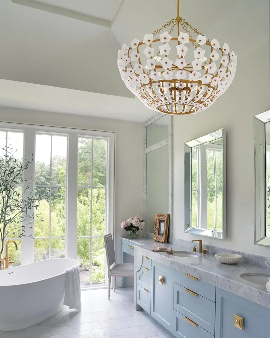 Azalea Large Chandelier in Distressed Brass - Image 9