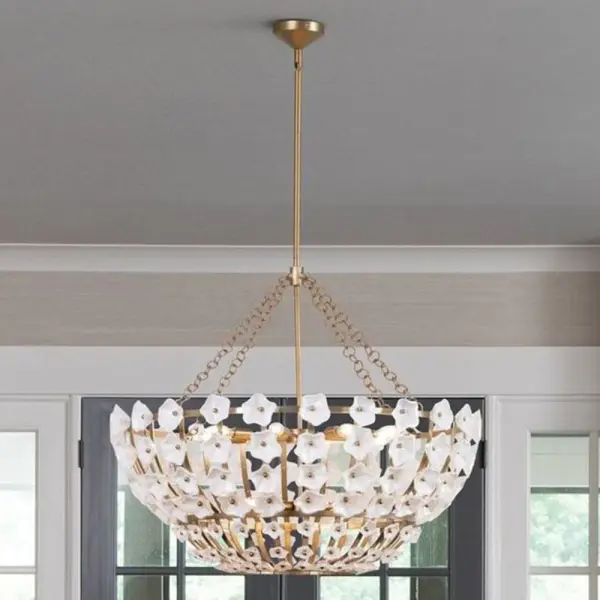 Azalea Large Chandelier in Distressed Brass - Image 10