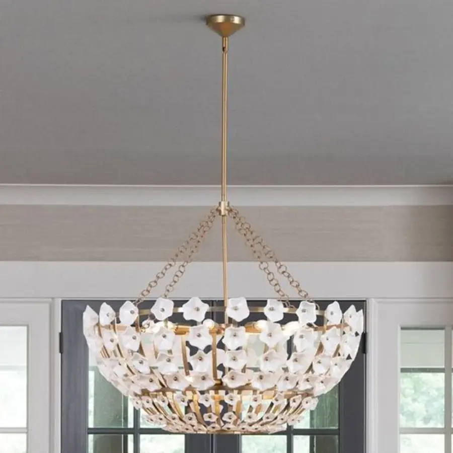 Azalea Large Chandelier in Distressed Brass - Image 10