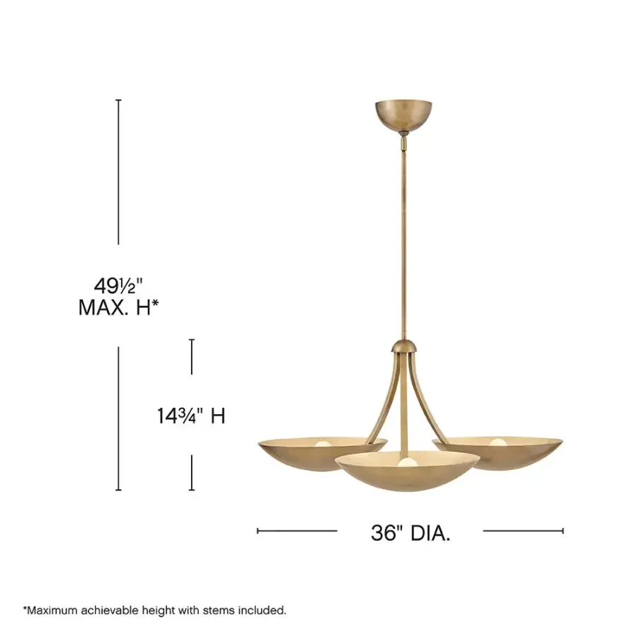 Glenn Large Chandelier in Heritage Brass with Gold Leaf - Image 2