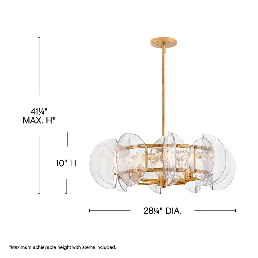 Glamorous Transitional Chandelier with Textured Glass and Brass Finish - Image 2