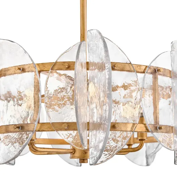 Glamorous Transitional Chandelier with Textured Glass and Brass Finish - Image 5