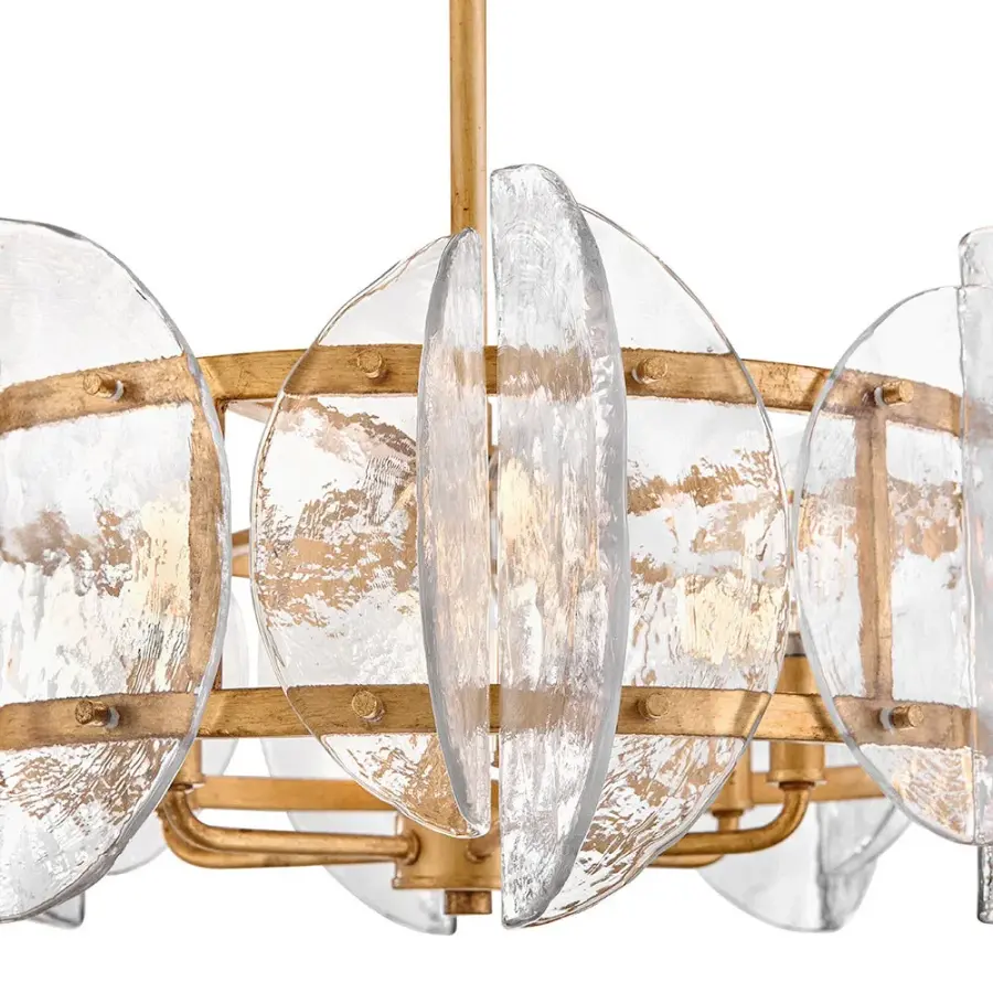 Glamorous Transitional Chandelier with Textured Glass and Brass Finish - Image 5