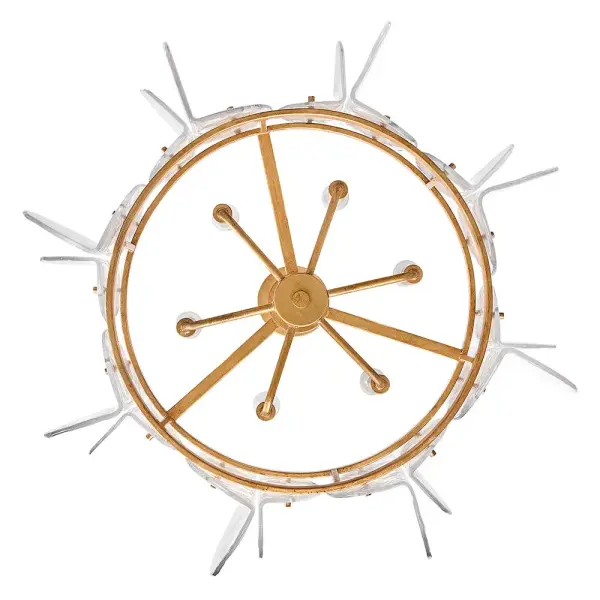 Glamorous Transitional Chandelier with Textured Glass and Brass Finish - Image 7