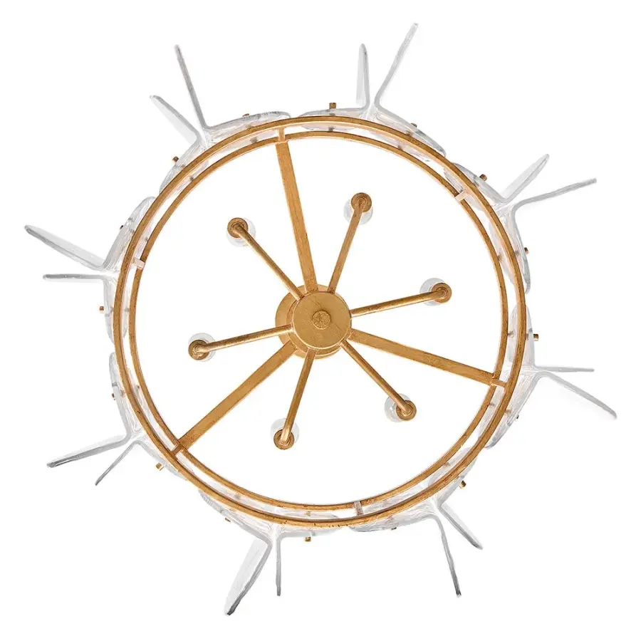 Glamorous Transitional Chandelier with Textured Glass and Brass Finish - Image 7