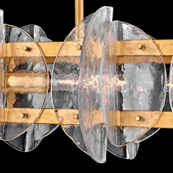 Glamorous Linear Chandelier with Textured Glass and Brass Finish - Image 6