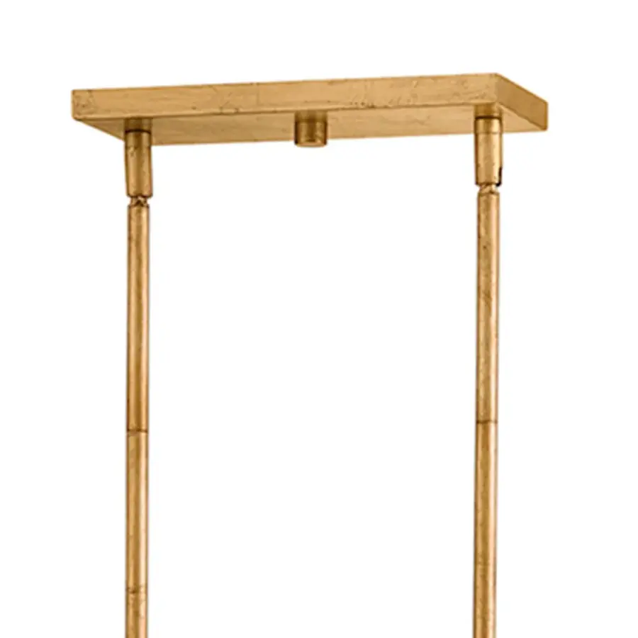 Glamorous Linear Chandelier with Textured Glass and Brass Finish - Image 7