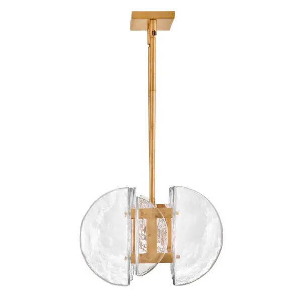 Glamorous Linear Chandelier with Textured Glass and Brass Finish - Image 8