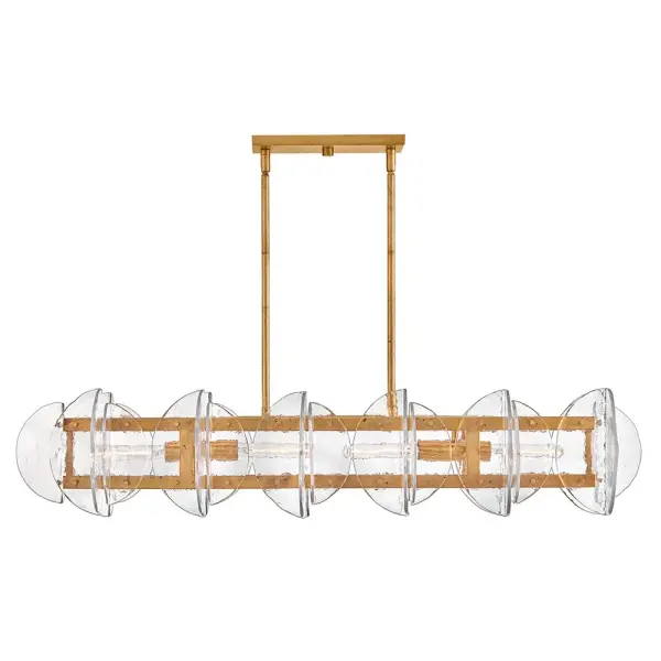 Glamorous Linear Chandelier with Textured Glass and Brass Finish - Image 10