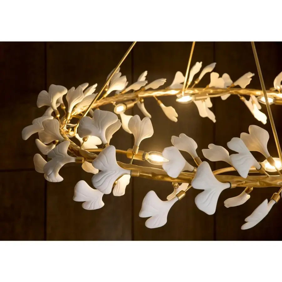 Audra Large Ring Chandelier with Ginkgo Leaves - Image 11