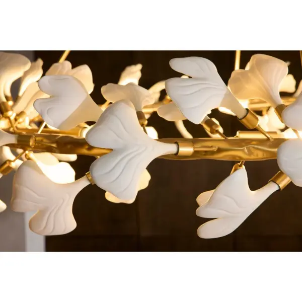 Audra Large Ring Chandelier with Ginkgo Leaves - Image 12
