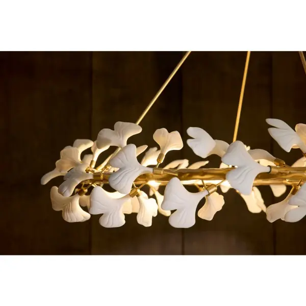 Audra Large Ring Chandelier with Ginkgo Leaves - Image 13