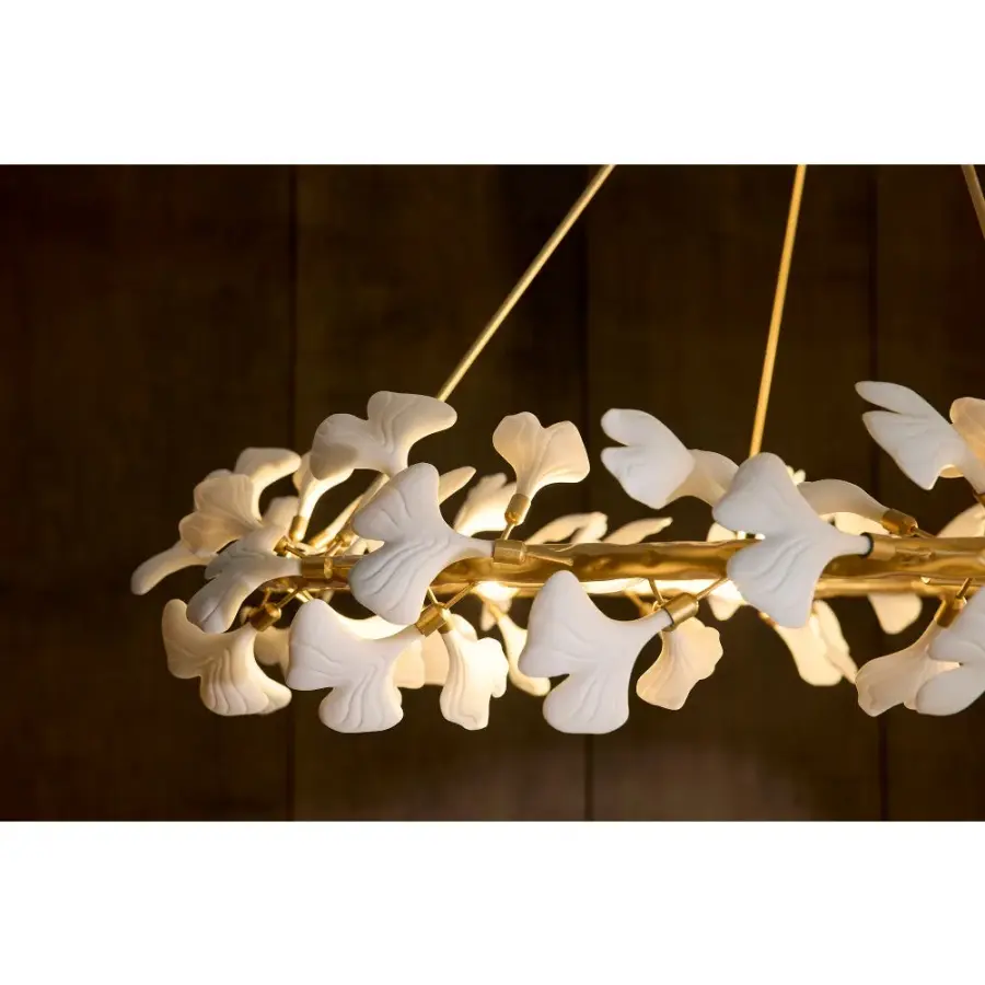 Audra Large Ring Chandelier with Ginkgo Leaves - Image 13