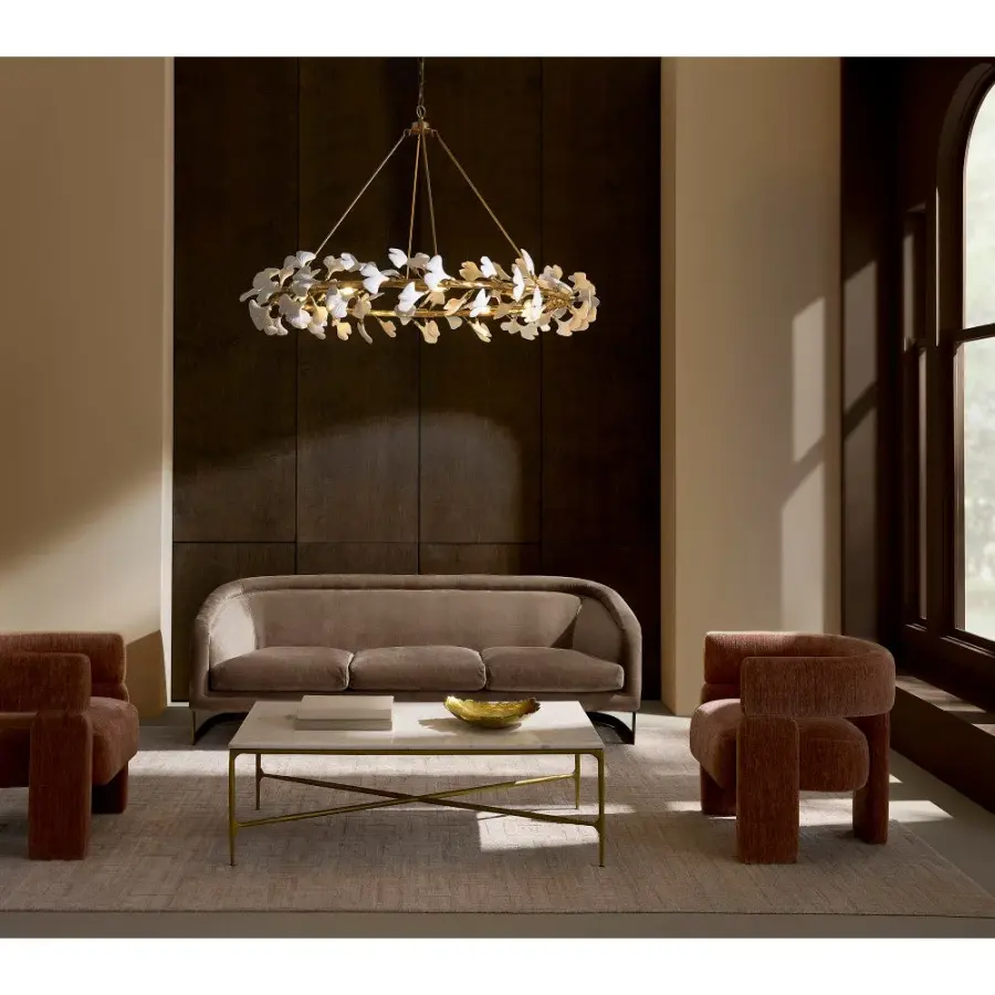 Audra Large Ring Chandelier with Ginkgo Leaves - Image 10