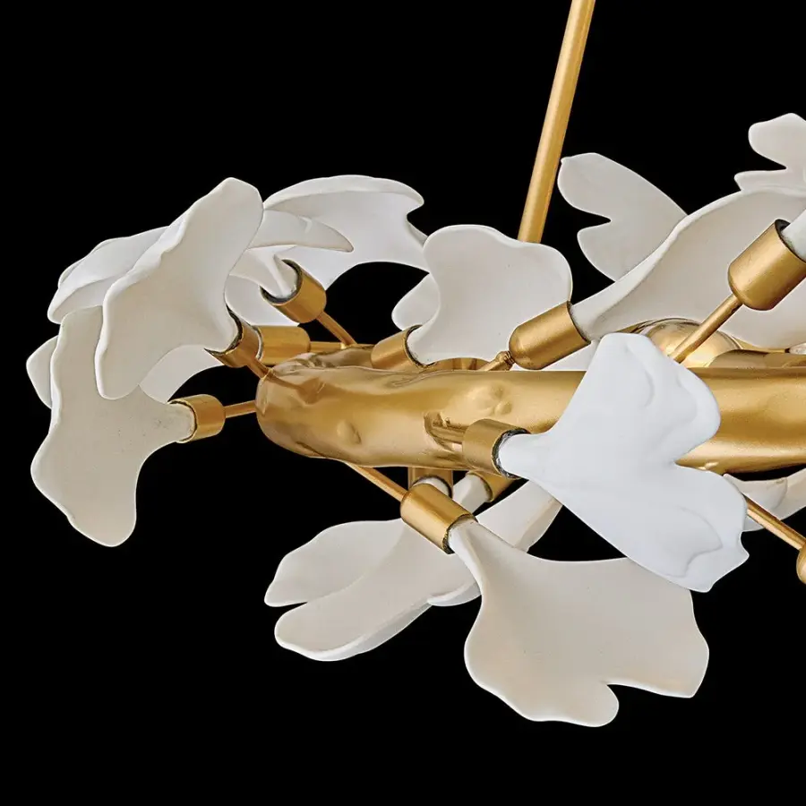 Audra Large Ring Chandelier with Ginkgo Leaves - Image 9