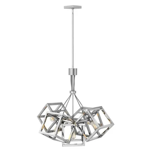 Bold Contemporary Chandelier with Gleaming Polished Nickel Finish - Image 1