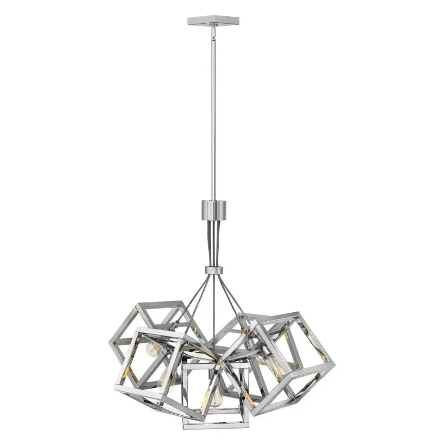 Bold Contemporary Chandelier with Gleaming Polished Nickel Finish - Image 1