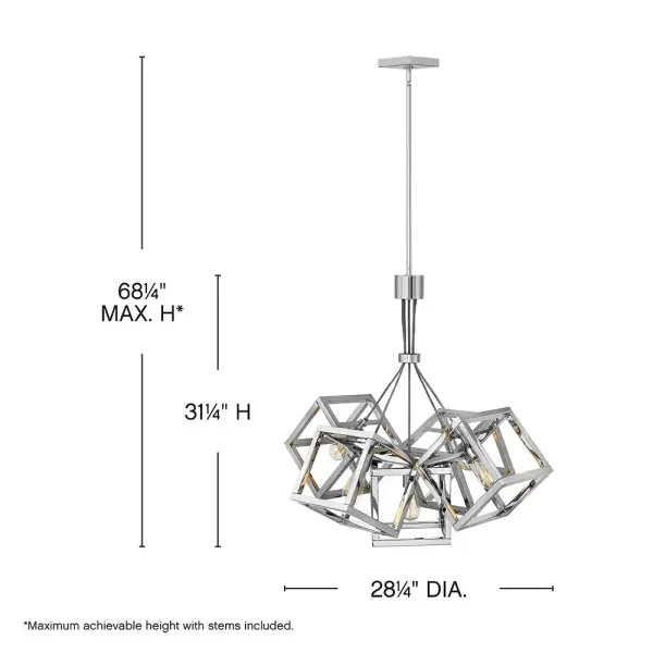 Bold Contemporary Chandelier with Gleaming Polished Nickel Finish - Image 2