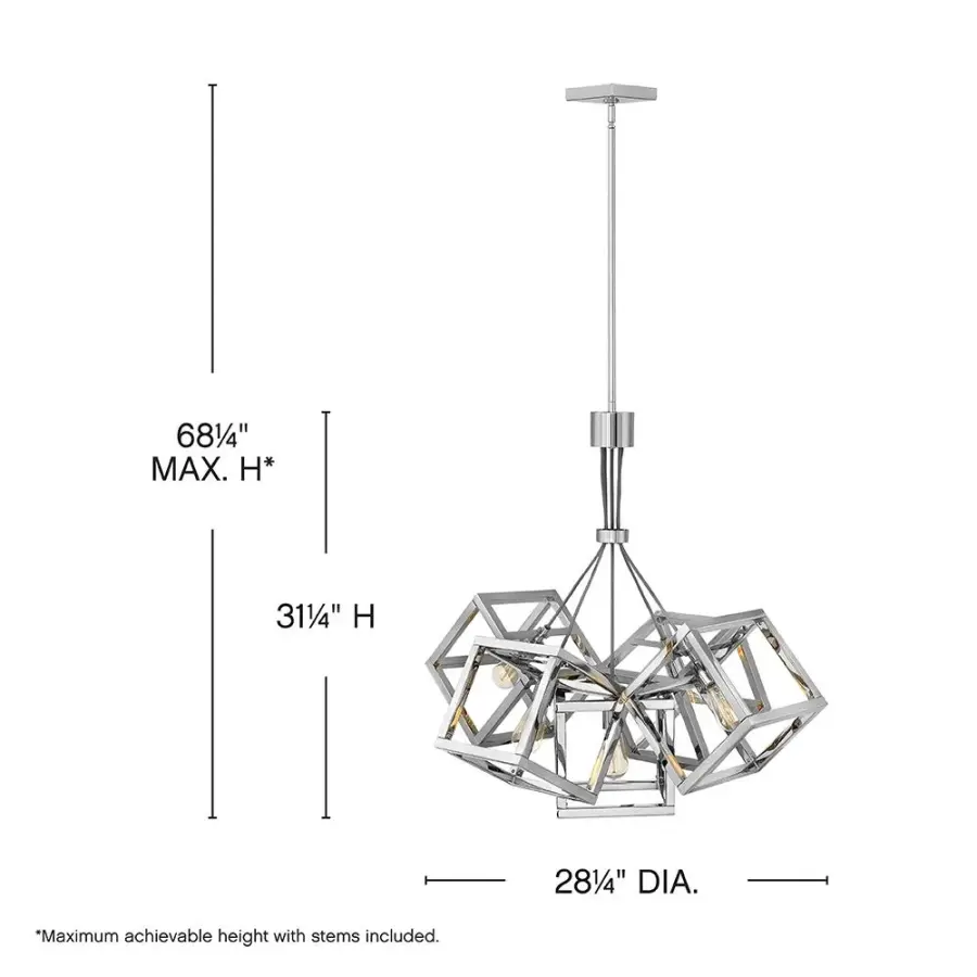 Bold Contemporary Chandelier with Gleaming Polished Nickel Finish - Image 2