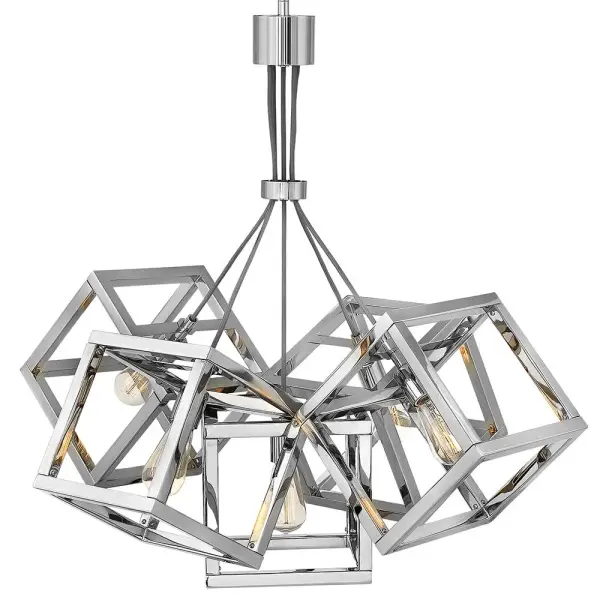 Bold Contemporary Chandelier with Gleaming Polished Nickel Finish - Image 3