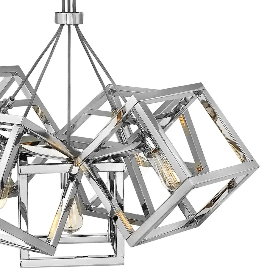 Bold Contemporary Chandelier with Gleaming Polished Nickel Finish - Image 4