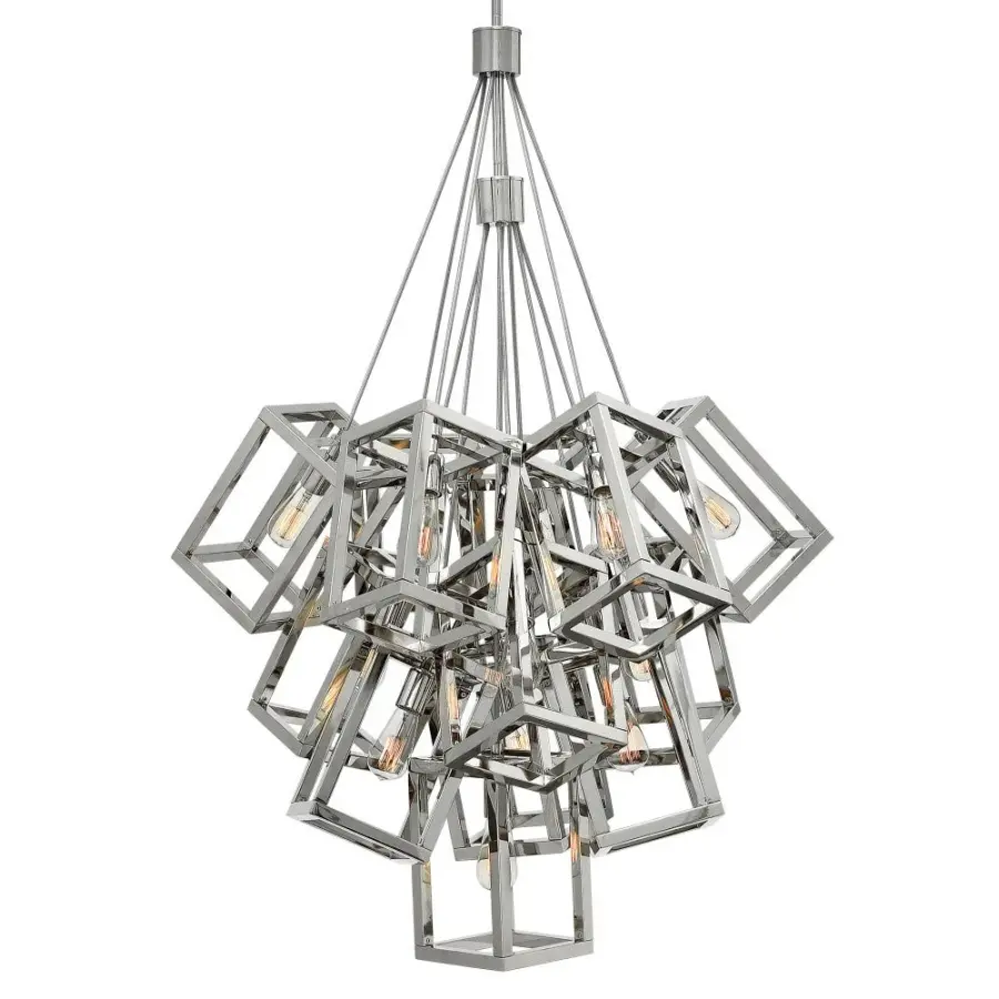 Dramatic Multi-Tier Statement Piece with Gleaming Polished Nickel Finish - Image 4