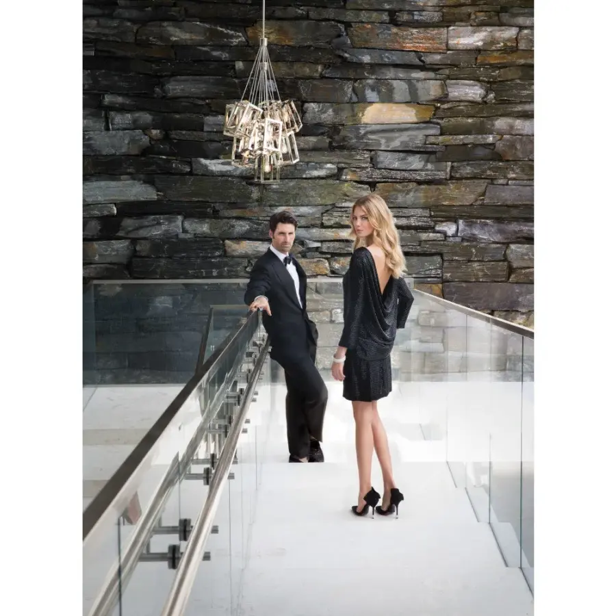 Dramatic Multi-Tier Statement Piece with Gleaming Polished Nickel Finish - Image 5