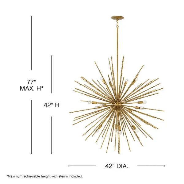 The Tryst Large Orb Chandelier commands attention with its 42-inch spherical silhouette and hammered metal stems that create captivating light play. Perfect for grand spaces seeking a bold focal point. - alternate view