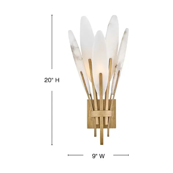 The Nerine Large Sconce transforms natural elegance into functional art with hand-carved alabaster leaves that create a warm, ambient glow. Each piece features one-of-a-kind stone variations, making it truly unique. - alternate view
