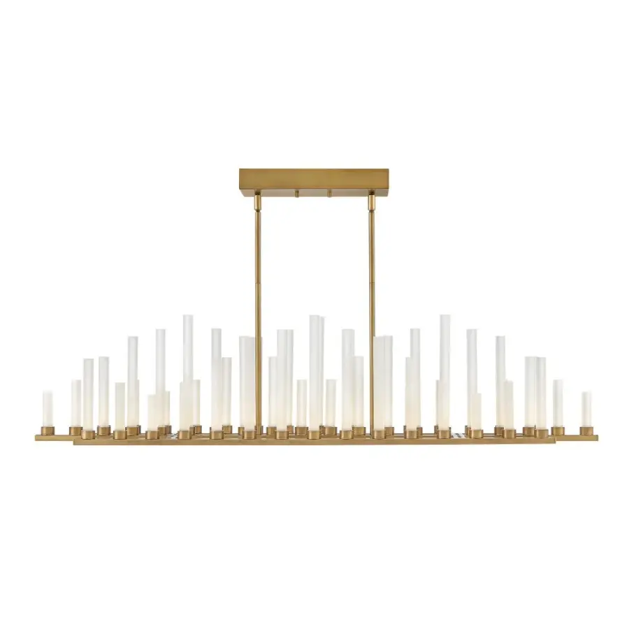 Stunning 50-Light Linear Chandelier with Sculptural Glass Columns - Image 1