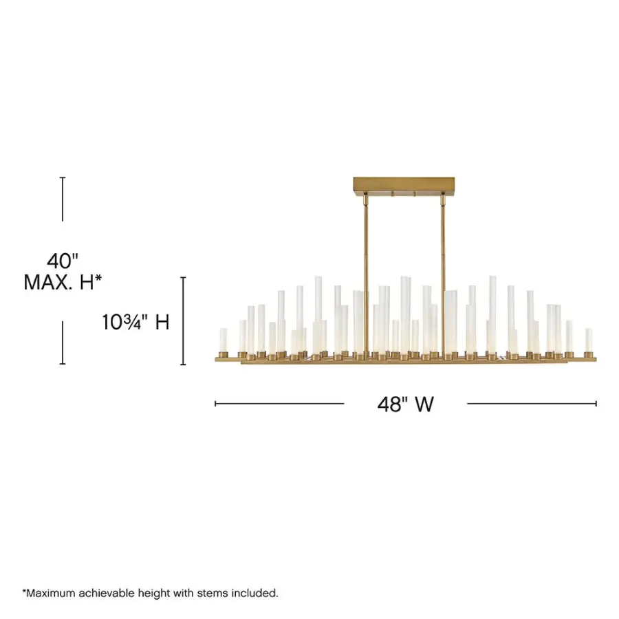 Stunning 50-Light Linear Chandelier with Sculptural Glass Columns - Image 2