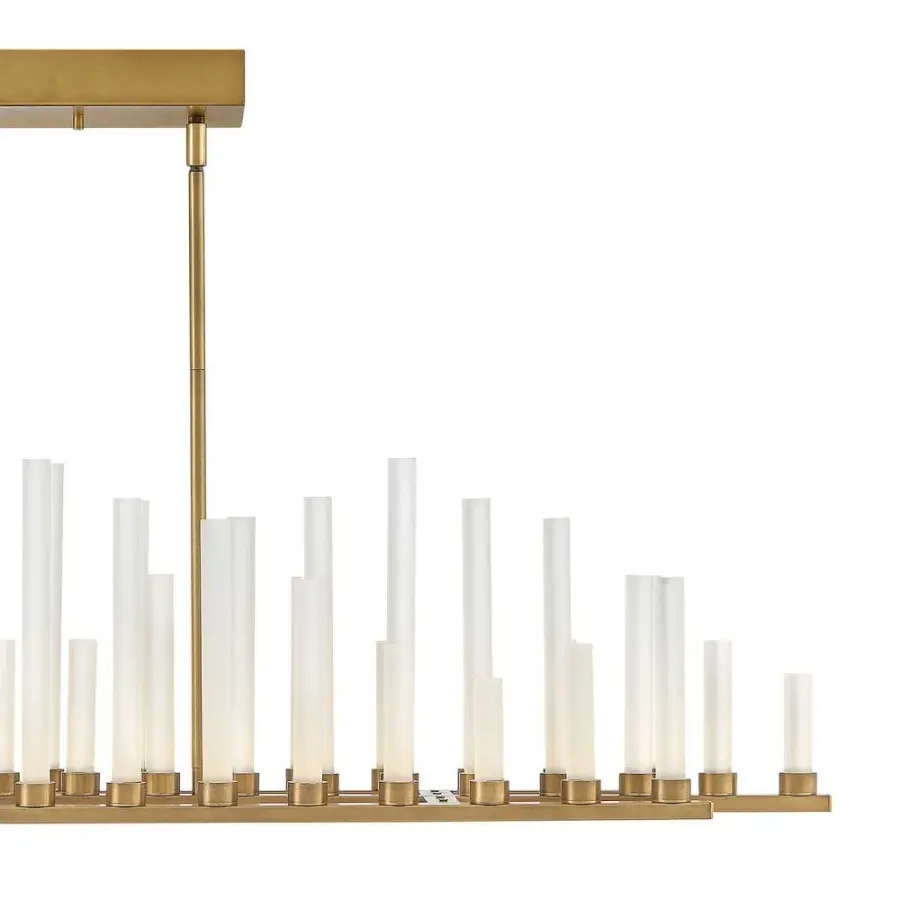 Stunning 50-Light Linear Chandelier with Sculptural Glass Columns - Image 3