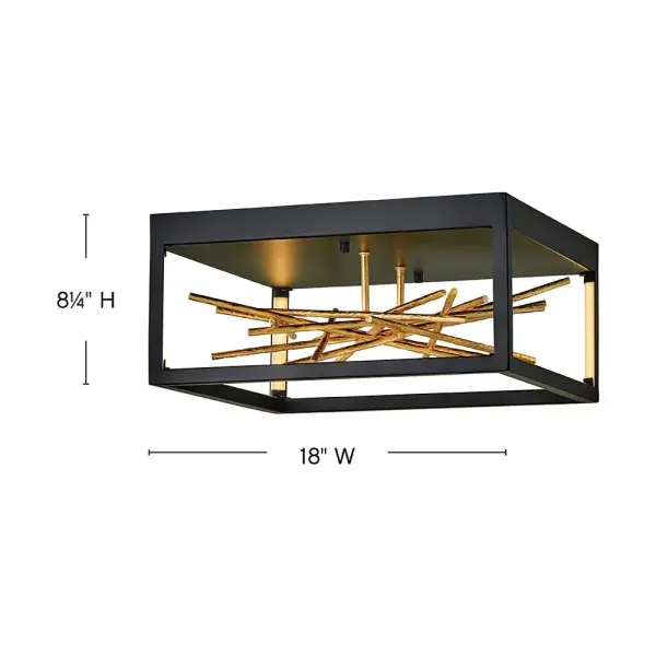 Styx Medium LED Flush Mount in Black with Gilded Gold - Image 2