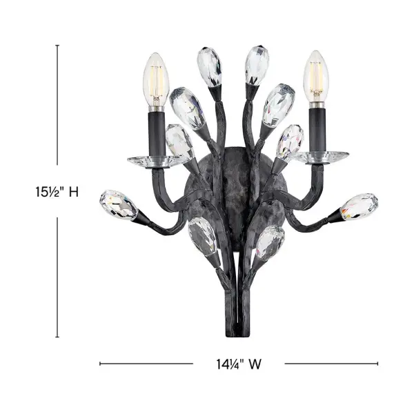 Eve Medium Two Light Wall Sconce in Brushed Graphite - Image 2