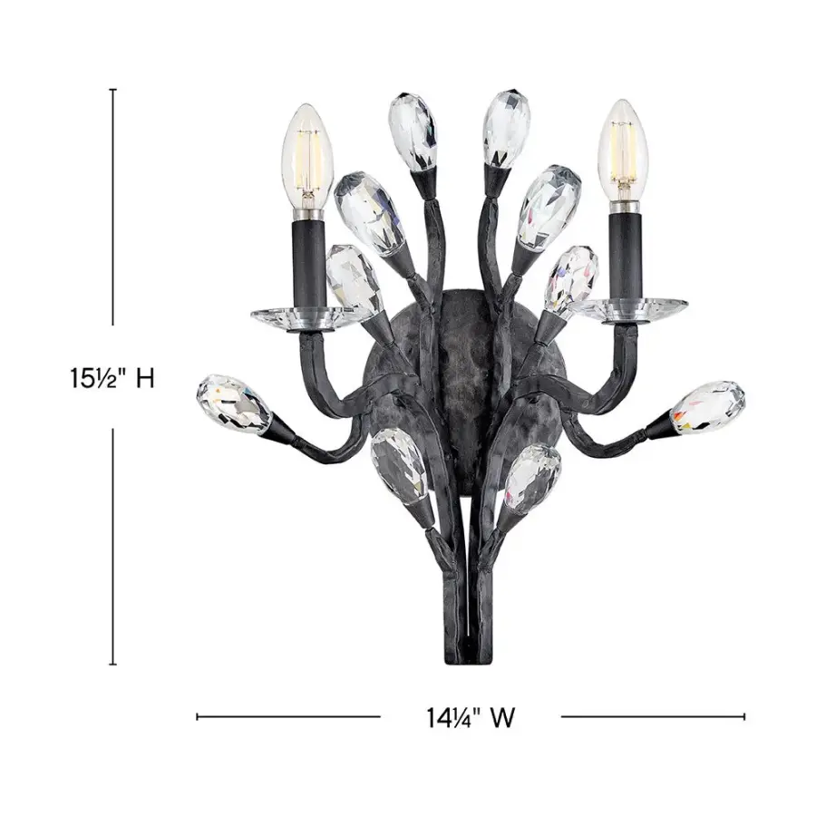 Eve Medium Two Light Wall Sconce in Brushed Graphite - Image 2