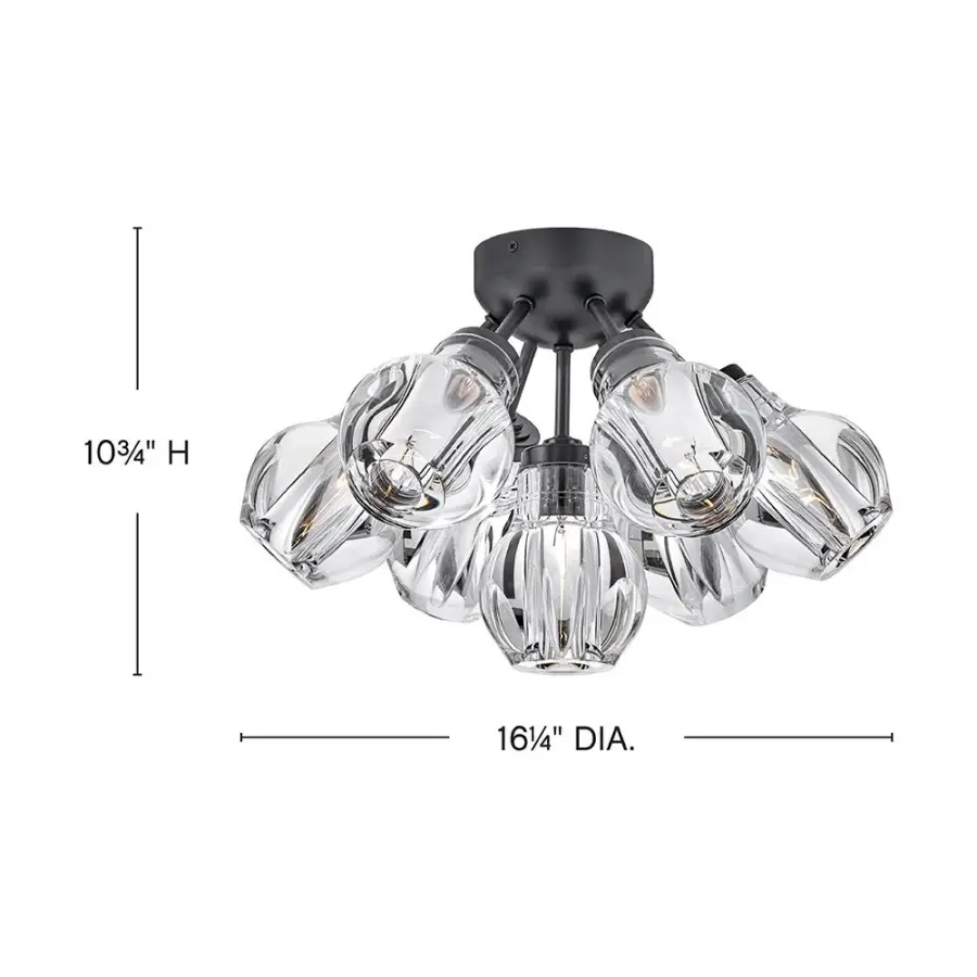 Elise Medium Semi-Flush Mount in Black - Image 2