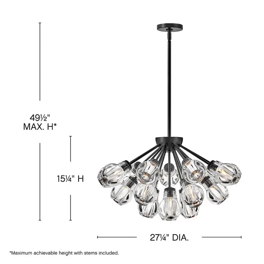 Elise Medium Convertible Chandelier in Black - Image 2
