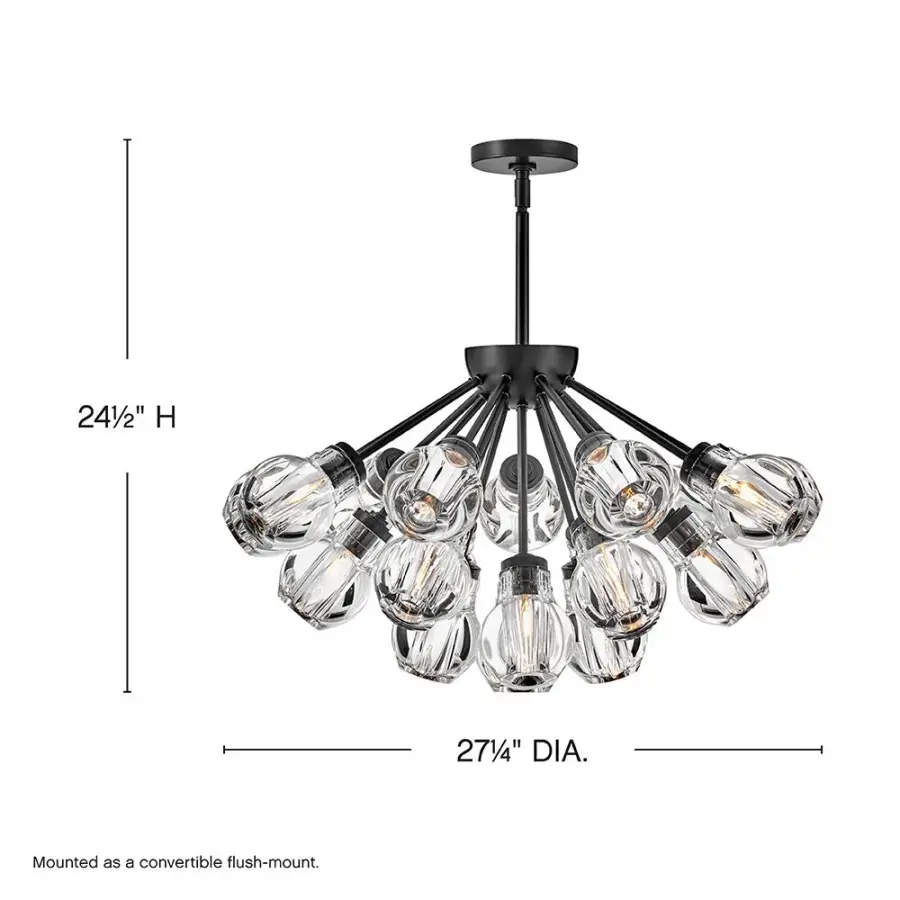 Elise Medium Convertible Chandelier in Black - Image 3