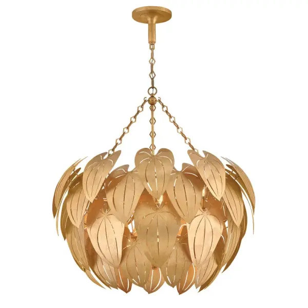 Camille Large Chandelier in Distressed Brass - Image 1