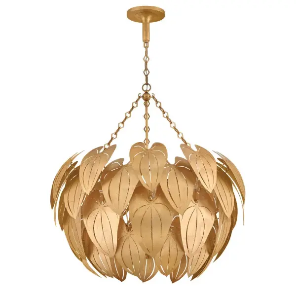 Camille Large Chandelier in Distressed Brass - Image 3