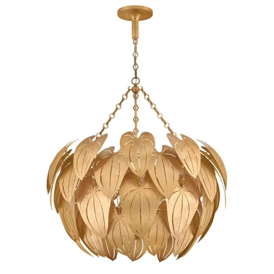 Camille Large Chandelier in Distressed Brass - Image 3