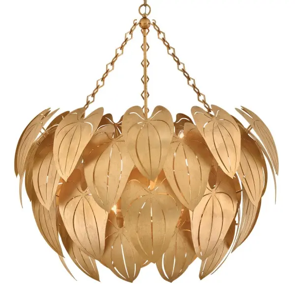 Camille Large Chandelier in Distressed Brass - Image 6