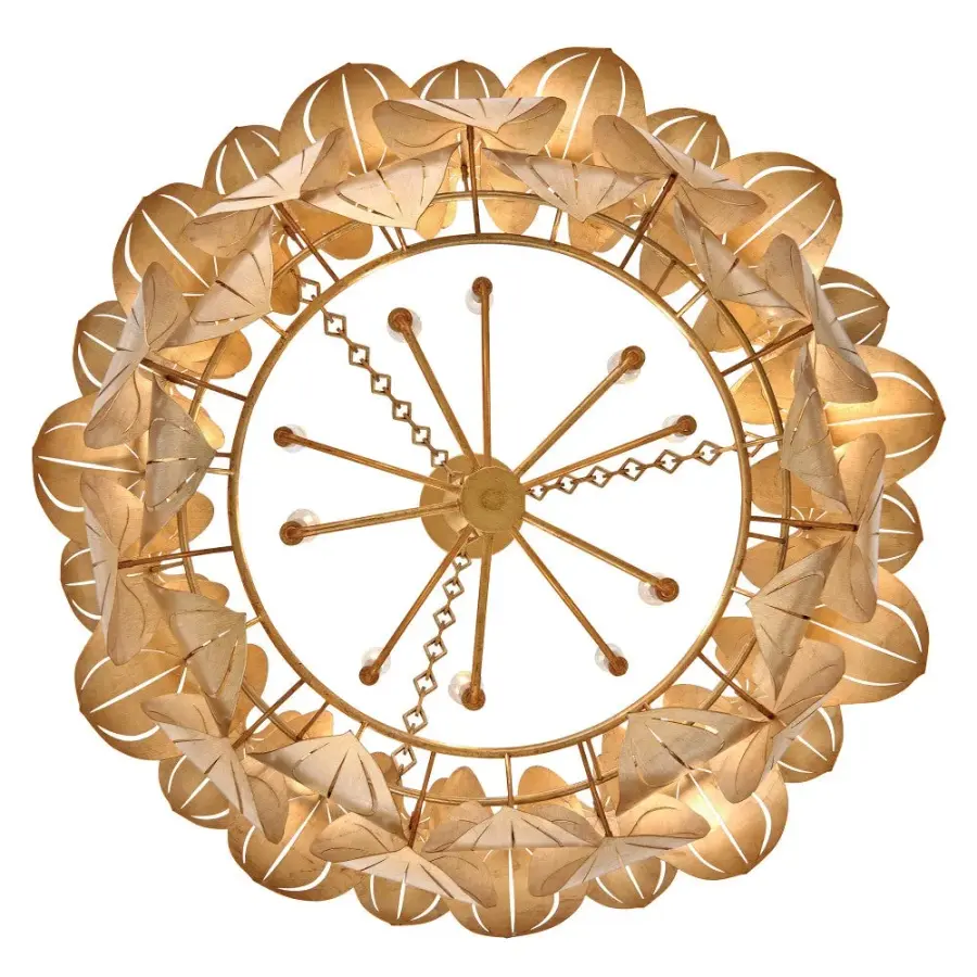 Camille Large Chandelier in Distressed Brass - Image 7