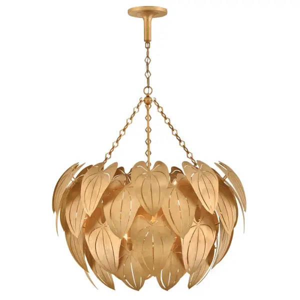 Camille Large Chandelier in Distressed Brass - Image 8
